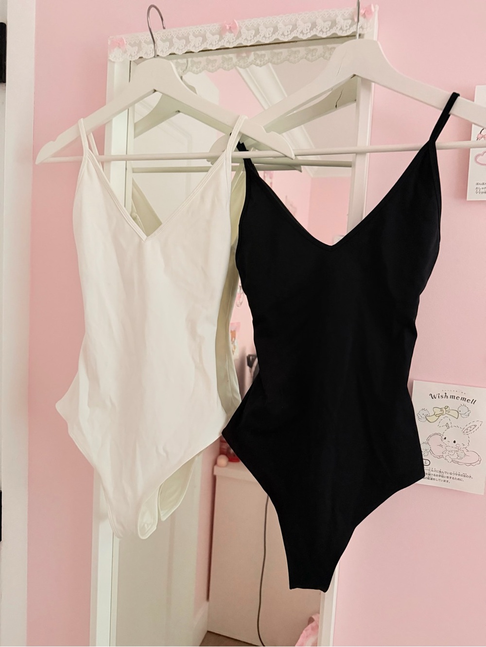 Garage Active Plunge Bodycon Bodysuit set of 2, both in XS